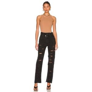 NWT AGOLDE Women's Black Distressed Jeans CRISS CROSS STRAIGHT FEVERISH Size 31